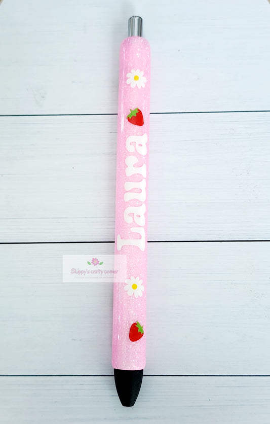 Personalized Strawberry Glitter Pen