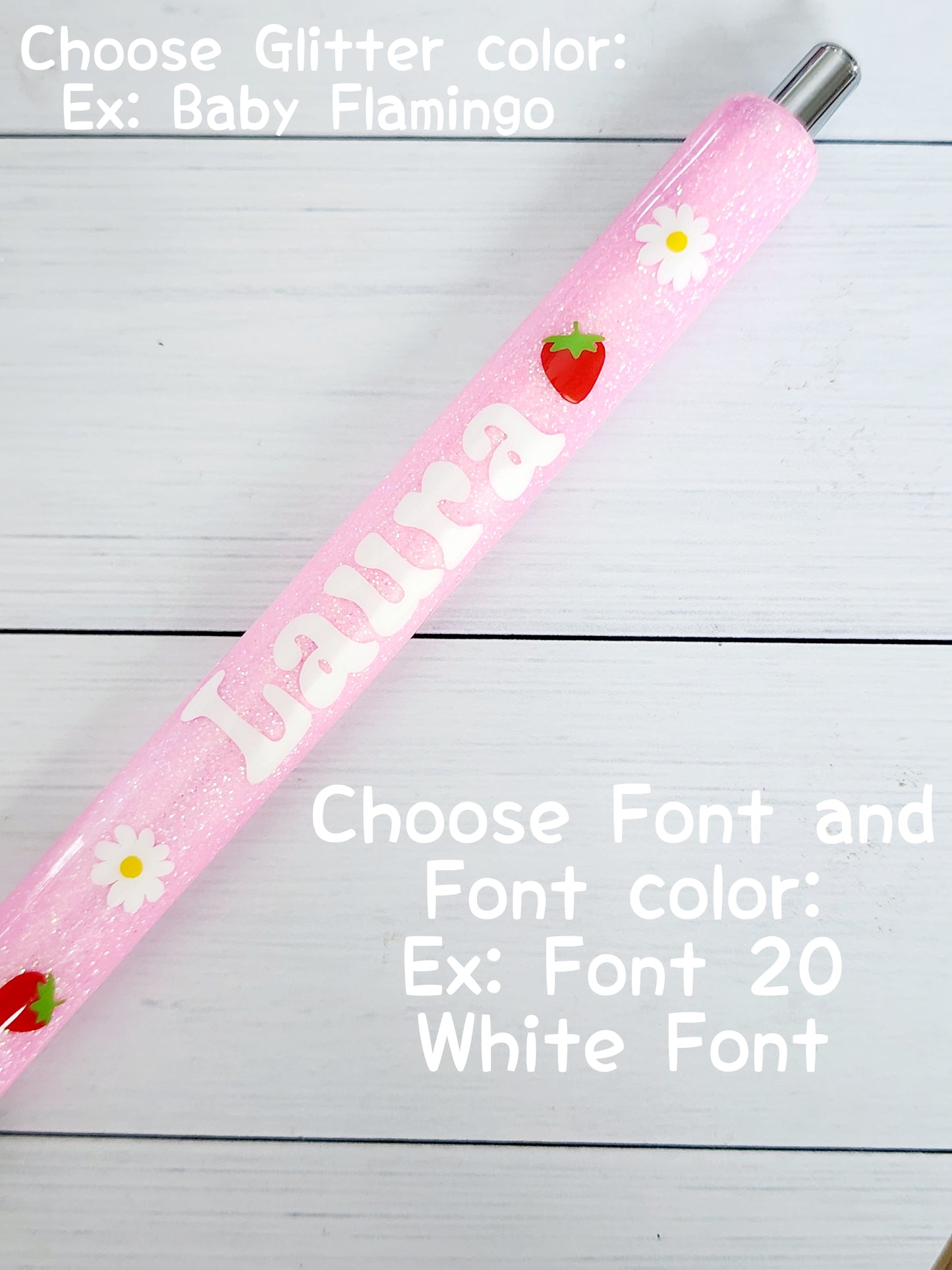 Personalized Strawberry Glitter Pen