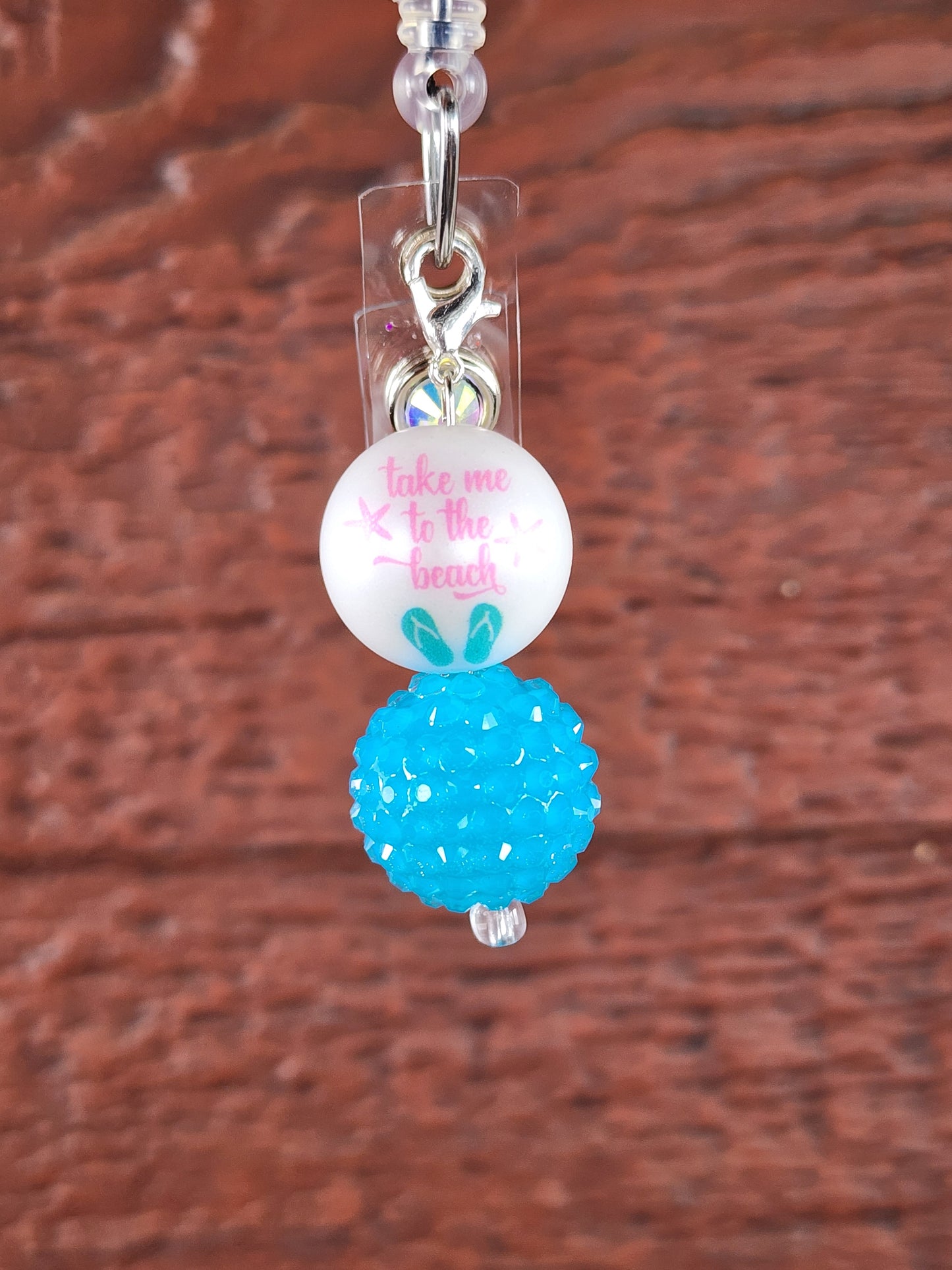 Take me to the beach badge reel charm