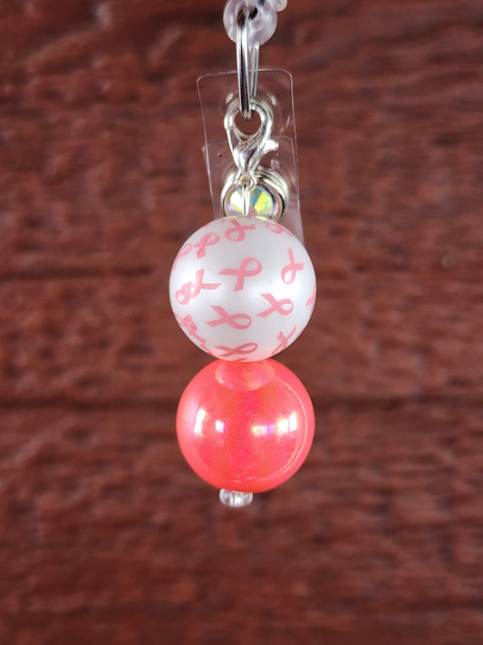 Breast cancer badge reel bead charm