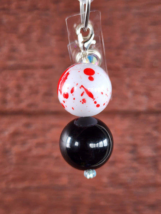 Black blood splat bead charm