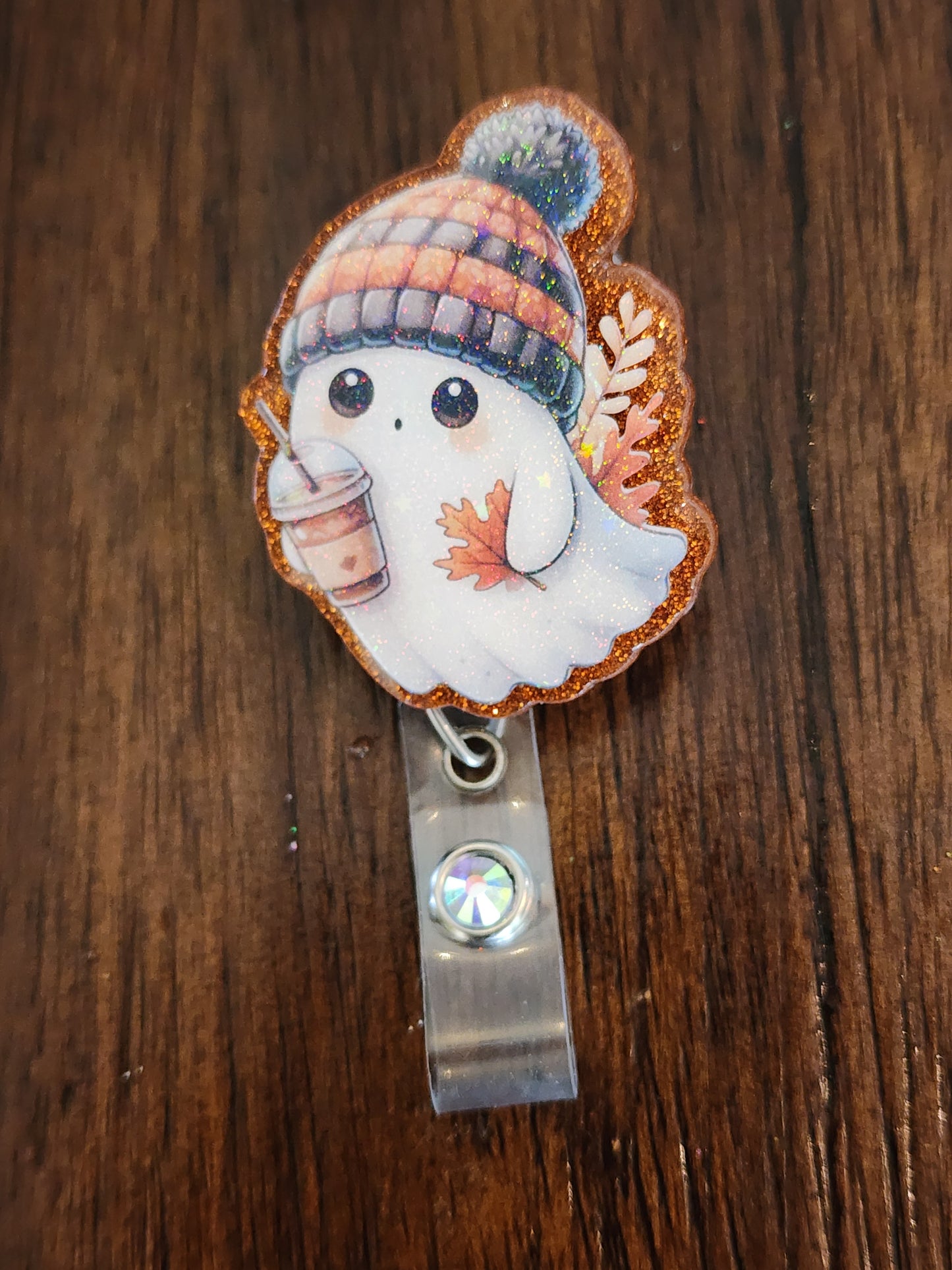 Fall ghost badge reel| Holiday badge reel| badge clip| ID holder| ghost badge reel| nurse badge reel|