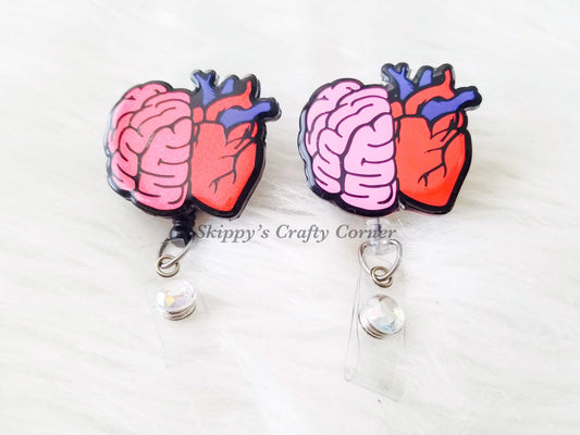 Anatomical Heart and brain badge reel| Anatomical heart badge reel| brain badge reel| Medical Badge reel| Id holder|Interchangeable badge