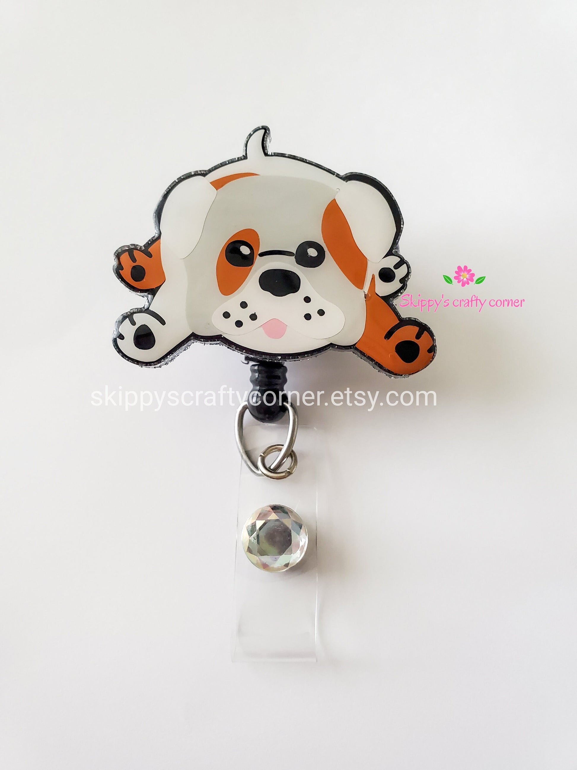 English bulldog badge reel| badge holder| Vet tech badge reel| dog badge reel| retractable badge| medical badge| vet gift| nurse gift| badge