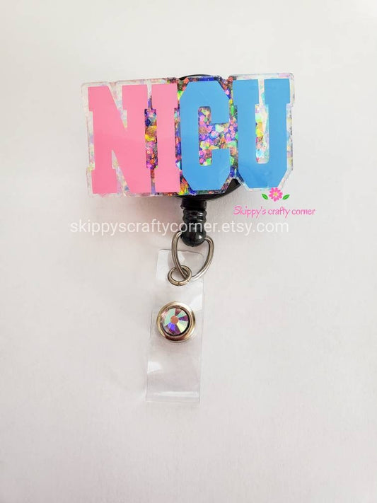 NICU badge reel| badge holder| badge clip| id holder| personalized badge| medical badge| retractable badge| glitter badge| badge| nurse gift