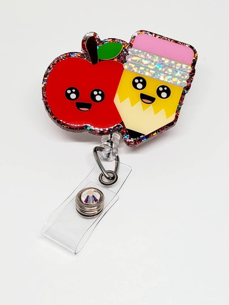 Apple Pencil badge reel| Teacher id holder| Teacher badge holder| Retractable badg| Breakaway Lanyard| Teacher gift| back to school| badge