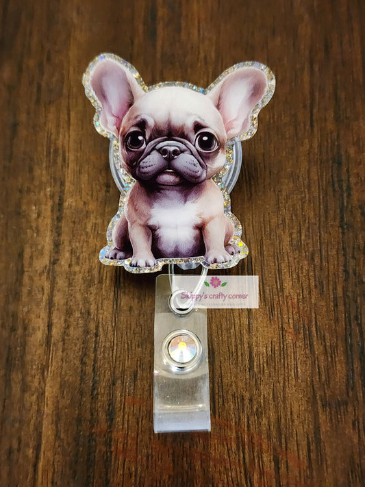 French bulldog badge reel| dog badge reel| animal badge reel| retractable badge| vet tech badge reel| interchangeable badge reel| badge