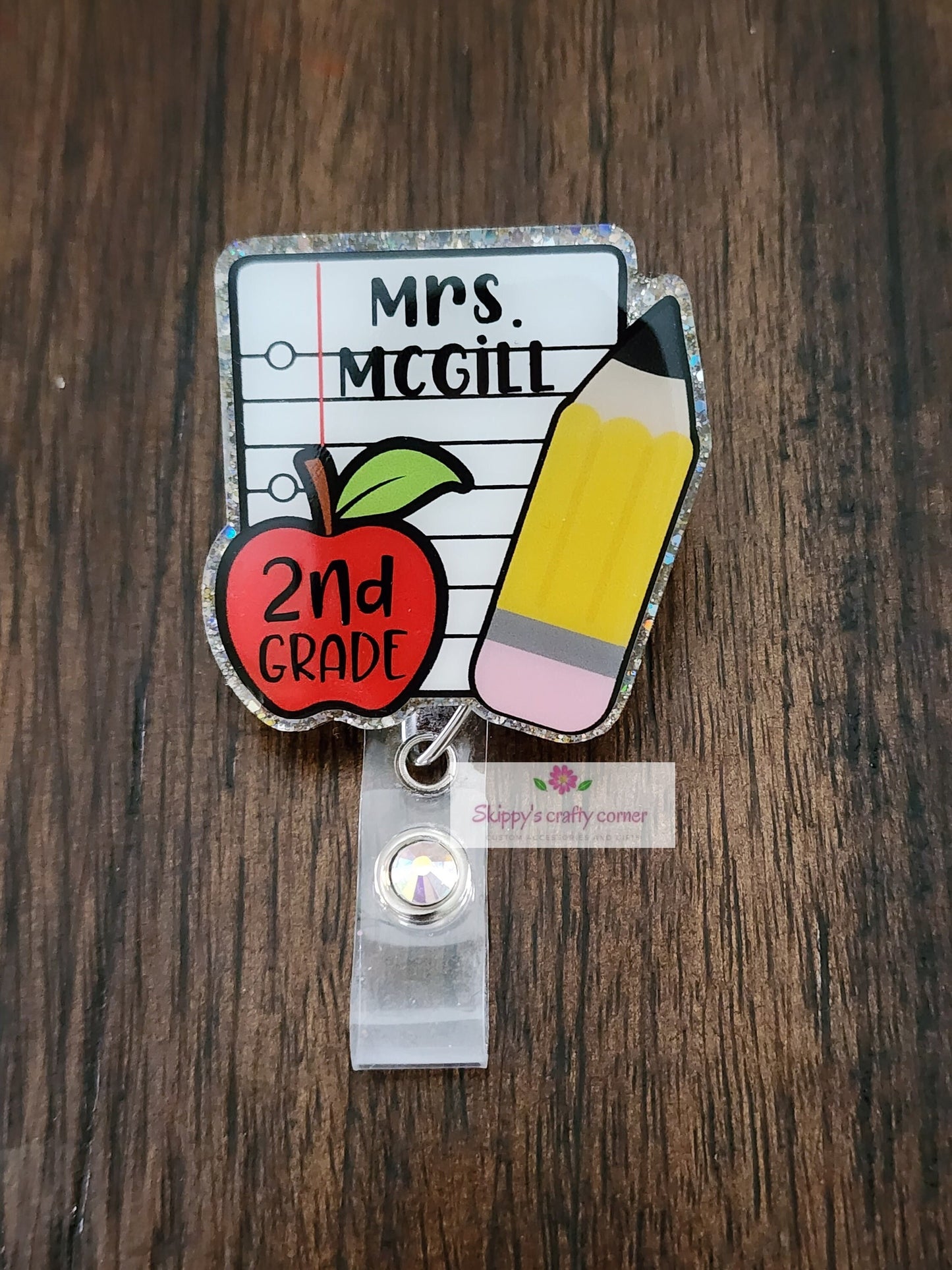 Notebook paper badge reel| Teacher badge reel| Teacher Id holder| badge holder| Retractable badge| id holder| Teacher gift| Interchangeable