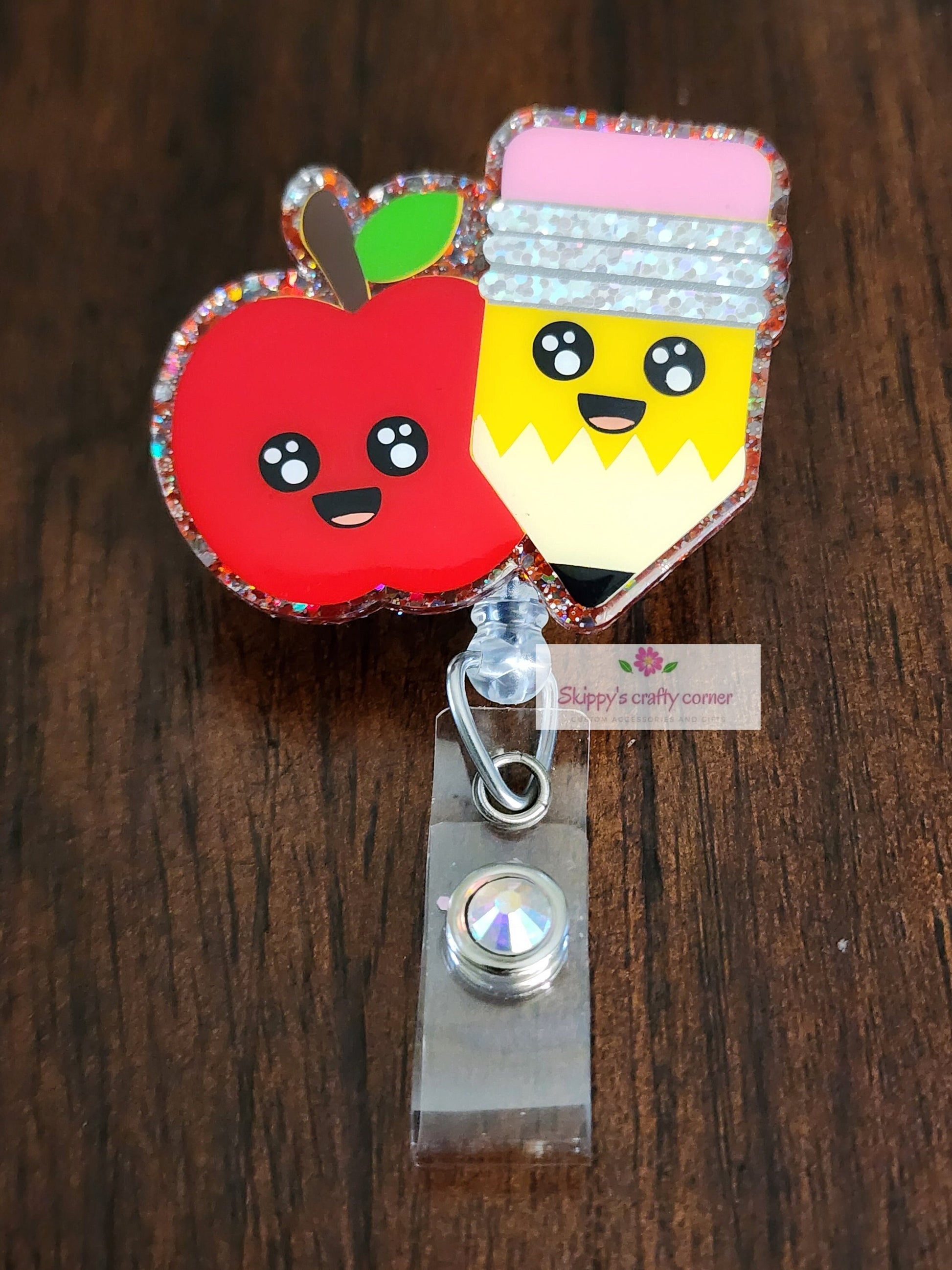 Apple Pencil badge reel| Teacher id holder| Teacher badge holder| Retractable badg| Breakaway Lanyard| Teacher gift| back to school| badge