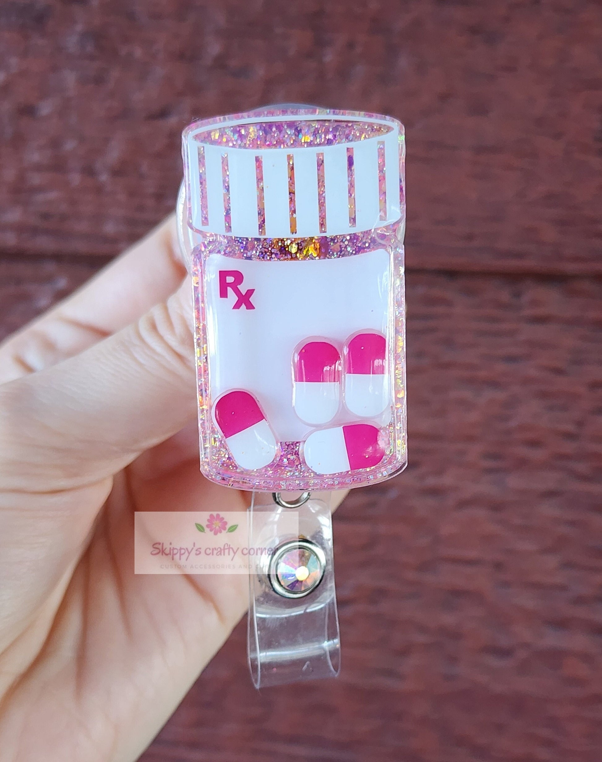 Pill bottle shaker badge reel| shaker badge reel| badge holder| badge clip| id holder| Pharmacy tech badge reel| pharmacist gift| badge