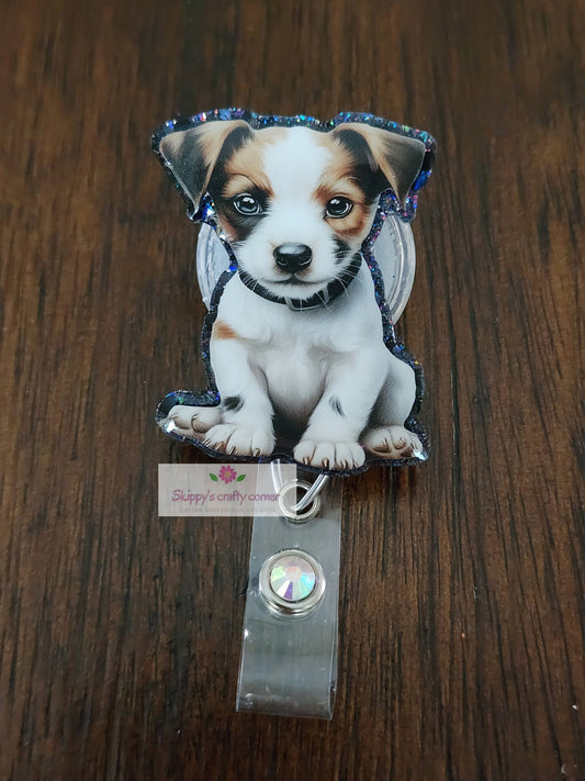 Jack Russell badge reel| dog badge reel| animal badge reel| puppy badge reel| vetanerian badge reel| vet tech badge reel| nurse badge