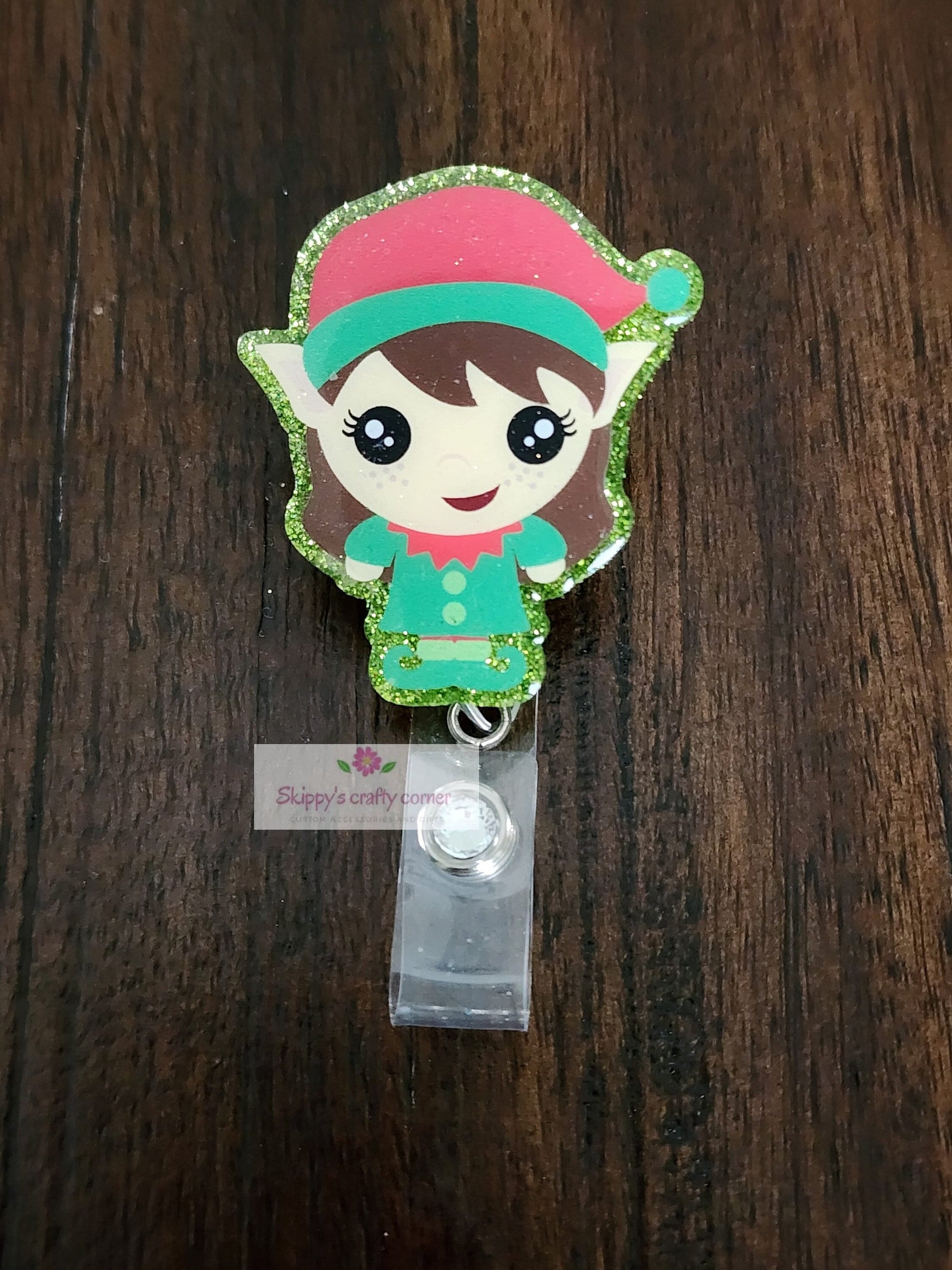 Girl Elf badge reel| Holiday badge reel| Christmas badge reel| Medical badge reel| Teacher id holder| Interchangeable badge