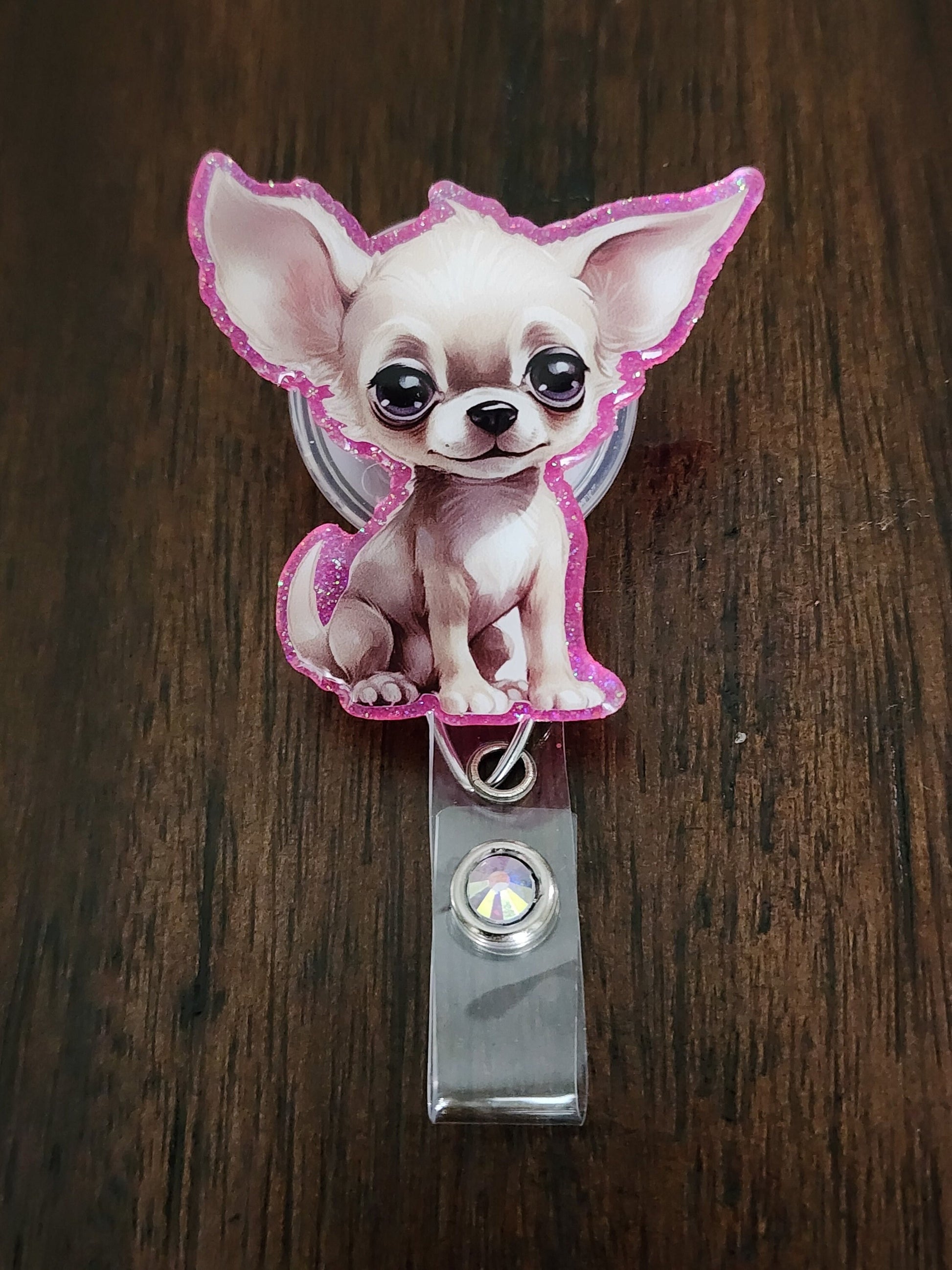 Chihuahua badge reel| dog badge reel| animal badge reel| puppy badge reel| vetanerian badge reel| vet tech badge reel| nurse badge| badge