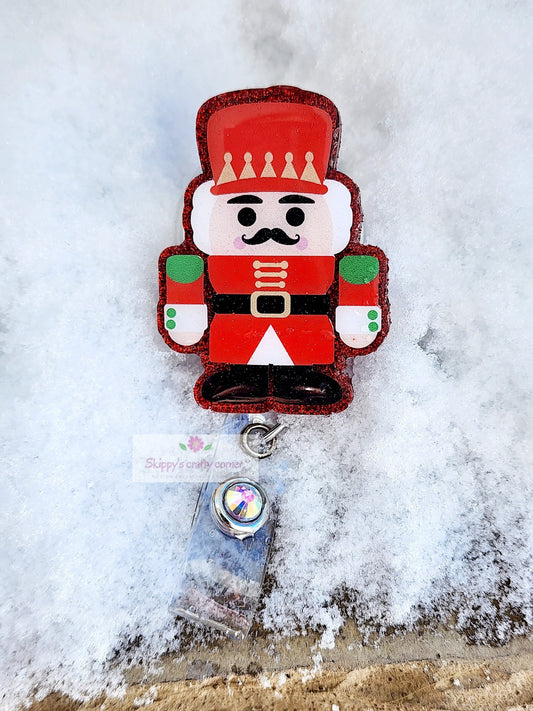 Nutcracker badge reel| Holiday badge reel| Christmas badge reel| id badge reel| Teacher id holder| Interchangeable badge| badge clip| badge