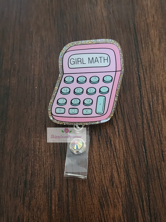 Girl math badge reel| funny badge reel| badge holder| badge clip| id holder| badge reel funny| personalized badge| calculator badge reel