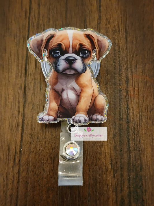 Boxer badge reel| dog badge reel| animal badge reel| puppy badge reel| vetanerian badge reel| vet tech badge reel| interchangeable badge