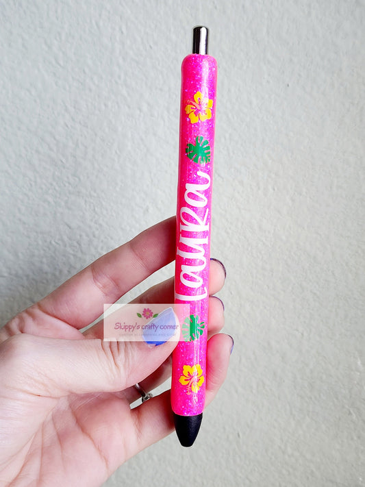 Personalized Hawaiian glitter pen| summer pen| nurse pen| glitter pen| pens| customized pens| glitter pens| spring pens| season pens