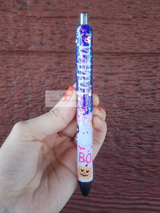 Halloween print glitter pen| glitter pen| Halloween pen| personalized glitter pen| pens| nurse pen| teacher pen| Holiday pen| customized pen