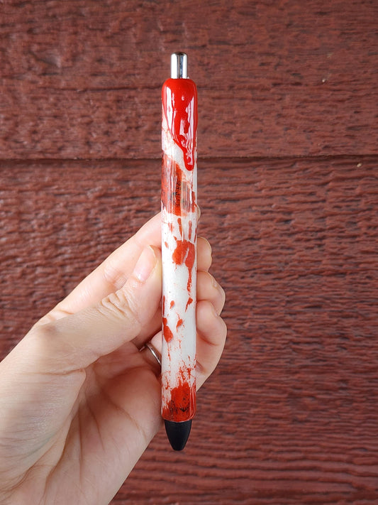 Blood Splatter pen| crime glitter pen| personalized pen| glitter pen| holiday pen| nurse gift| Teacher gift| pen lover gift| Halloween pen