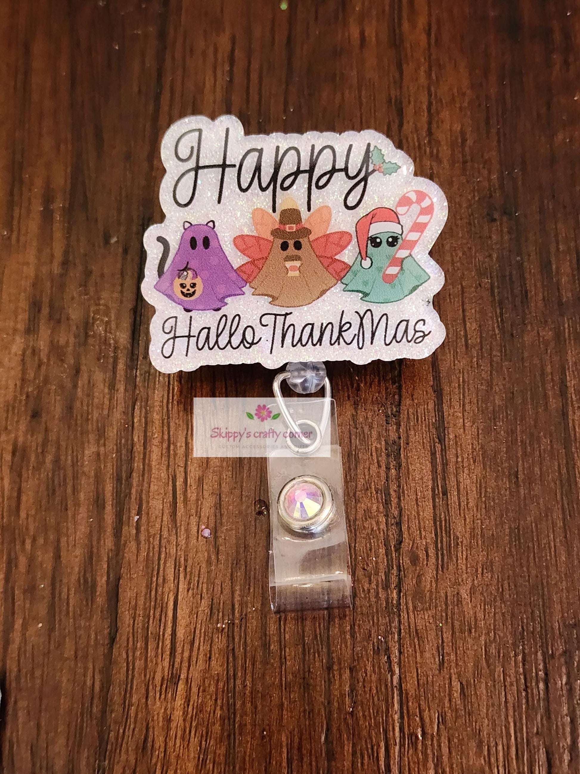 Happy Hallothanksmas badge reel| Halloween badge reel| Christmas badge clip| Nurse badge reel| Medical badge| Holiday badge reel| badge