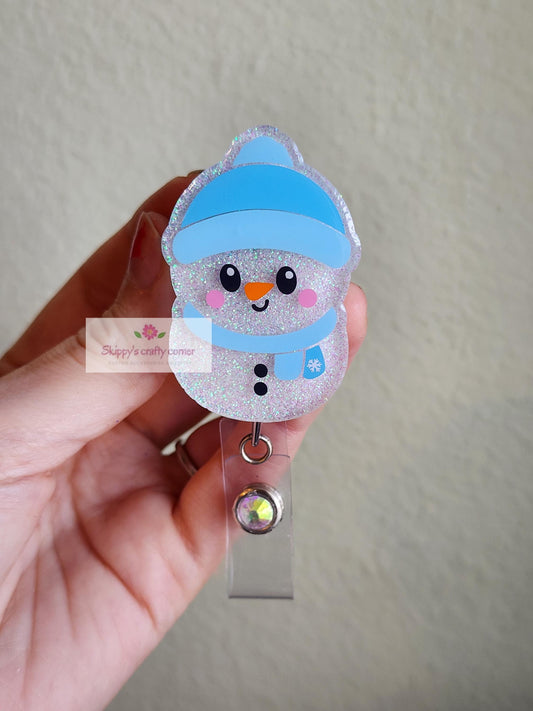 Baby snowmanbadge reel| Holiday badge reel| Christmas badge reel| id badge reel| Teacher id holder| Interchangeable badge| badge clip|