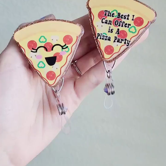 Pizza badge reel| Food badge reel| badge holder| id holder| medical badge| retractable badge| nurse badge reel| Teacher id holder