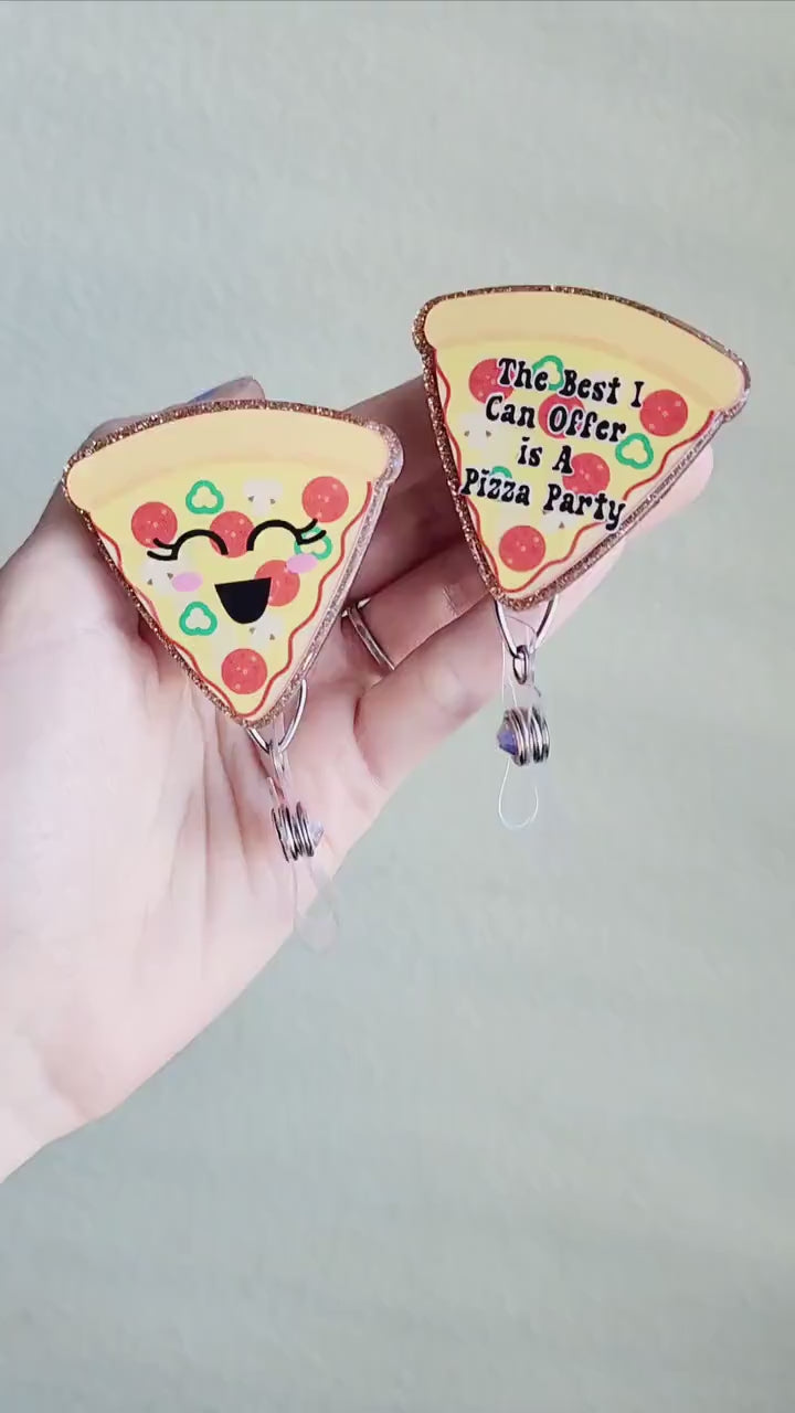 Pizza badge reel| Food badge reel| badge holder| id holder| medical badge| retractable badge| nurse badge reel| Teacher id holder