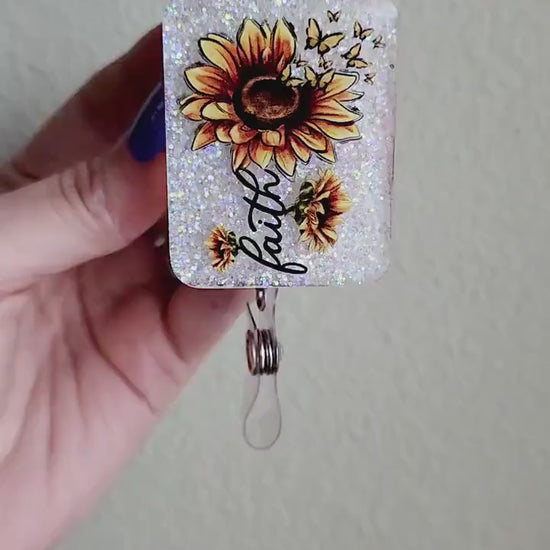 Faith badge reel| sunflower badge reel| medical badge| retractable badge| nurse badge reel| Teacher id holder| flower badge reel| badge