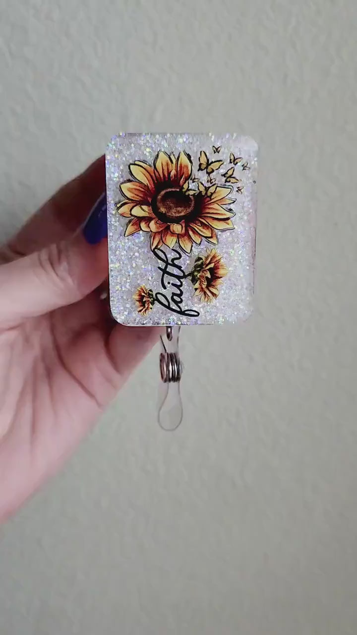 Faith badge reel| sunflower badge reel| medical badge| retractable badge| nurse badge reel| Teacher id holder| flower badge reel| badge