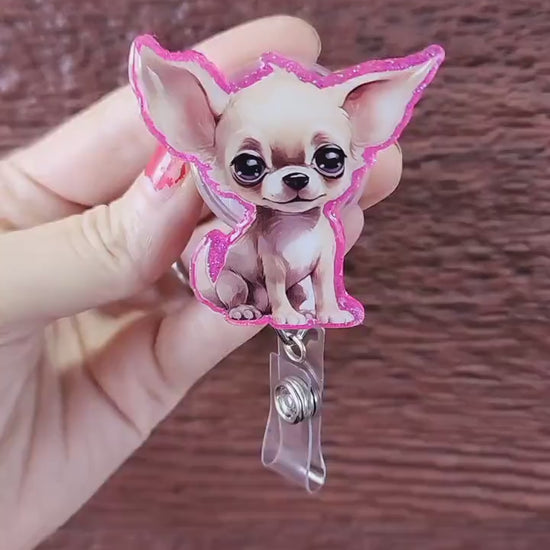 Chihuahua badge reel| dog badge reel| animal badge reel| puppy badge reel| vetanerian badge reel| vet tech badge reel| nurse badge| badge