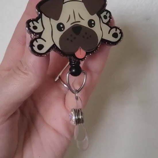 Pug badge reel| medical badge| Badge clip| retractable badge| ID holder| badge| Dog badge reel| badge gift|gift for vet tech|interchangeable