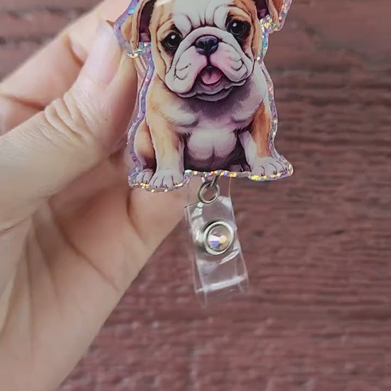 English Bulldog badge reel| dog badge reel| animal badge reel| puppy badge reel| vetanerian badge reel| vet tech badge reel| interchangeable