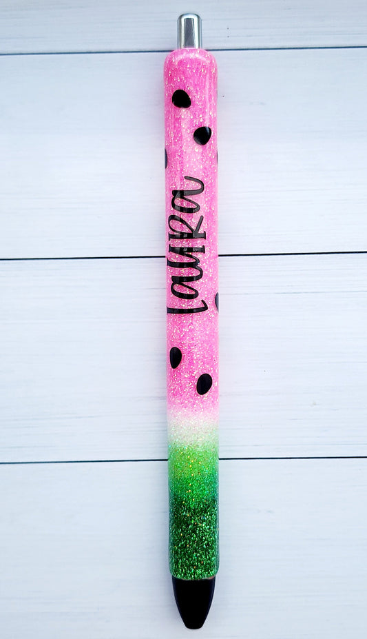 Watermelon pen| Watermelon glitter pen| personalized pen| glitter pen| summer pen| nurse gift| Teacher gift| pen lover gift