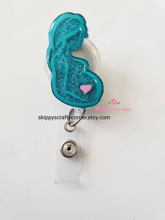 Pregnant mama badge reel| labor and delivery badge reel| obgyn badge holder| badge clip| id holder| retractable badge| interchangeable badge